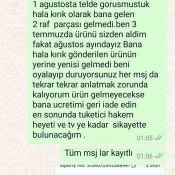 A101 Tiamob Tedarik Hizmetleri Hasarlı Ürün