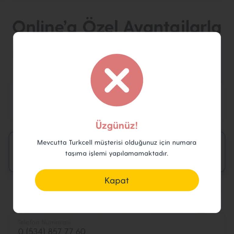 Turkcell Faturasız Hat Siparişinde Sürekli Hata Alıyorum