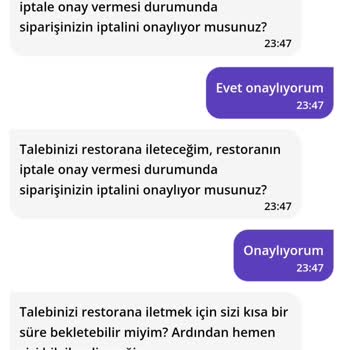 Getir Yemek Siparişi İptal Etmedi!