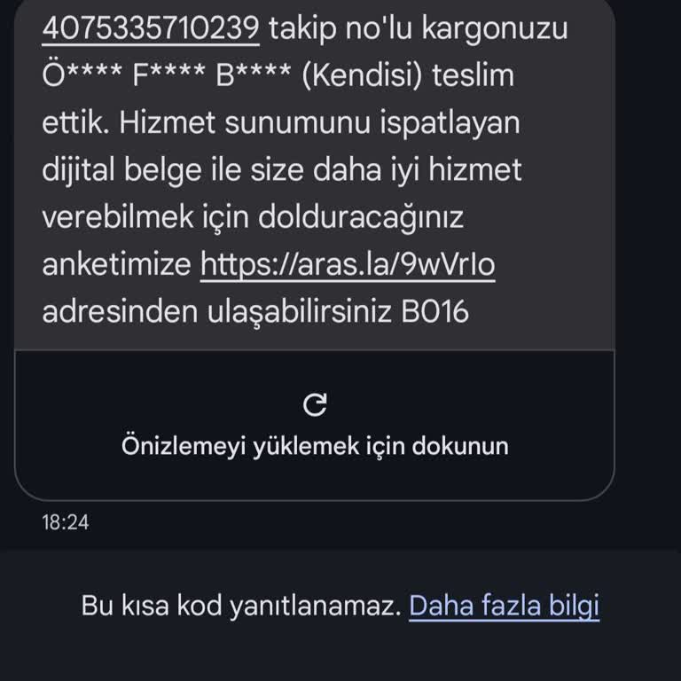 Aras Kargo Kargo Teslim Edildi!