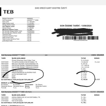 TEB Kredi Kartına Haksız Fahiş Gecikme Faizi İşliyor!
