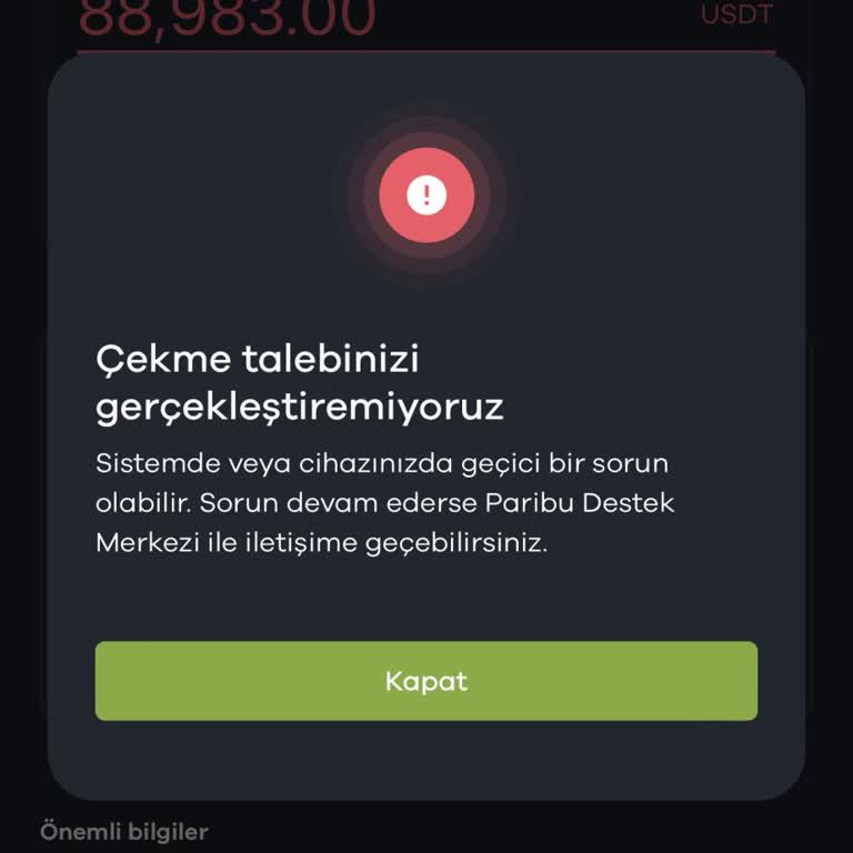 Paribu Mağduriyet Kripto Çekim