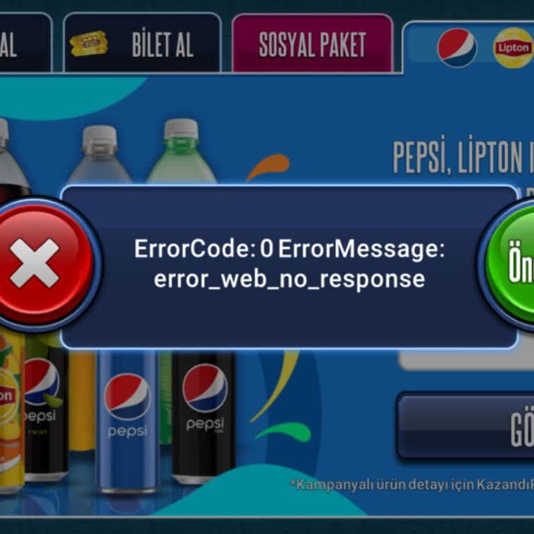 Pepsi Çanak Okey 101 Şifre Hatası