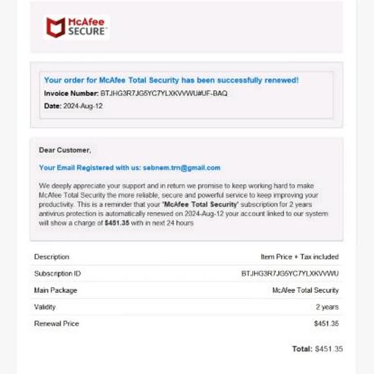 Mcafee Sahte Ödeme Talebi