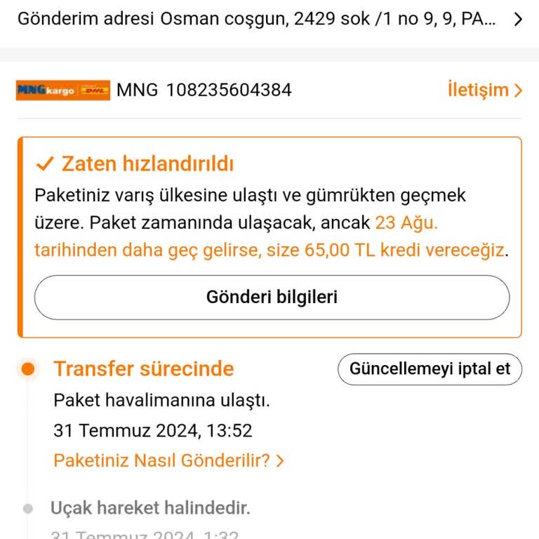 MNG Kargo Temu Ve Gümrük Sorunu