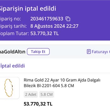 N11 - Rima Gold Mağazası Keyfi Sipariş İptali