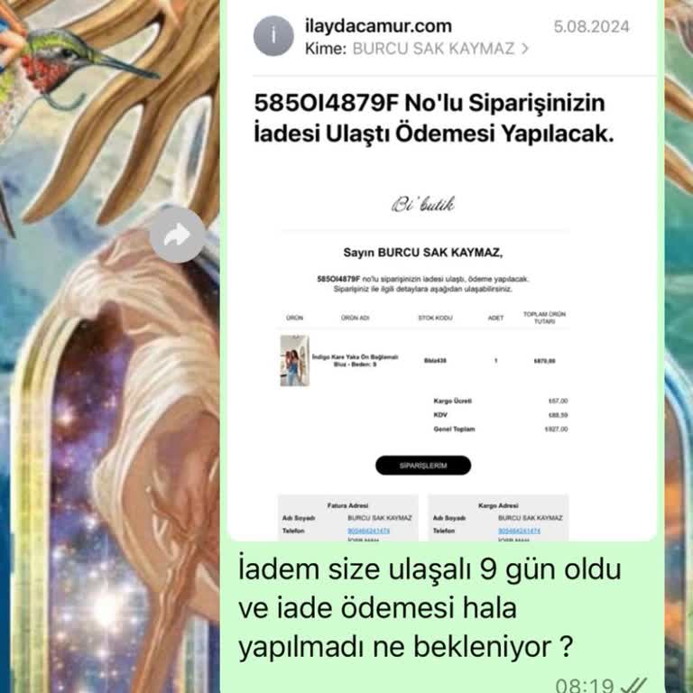 İlayda Çamur (bir' Butik) Bir Butik Instagram Para İadesi Yapmıyor