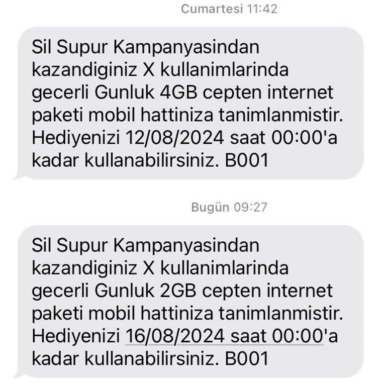 Türk Telekom Kullanılmayan Sil Süpür Hediyesi