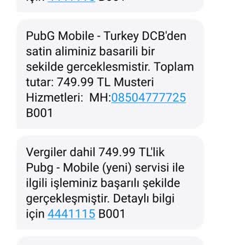 PUBG (Pubgmobile.com) İzinsiz Mobil Ödeme Ve Yüksek Tutar Sorunu