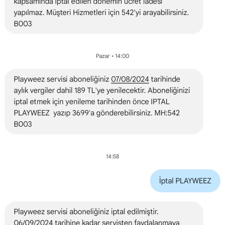 Playweez Fatura Ücreti Fazla Geldi