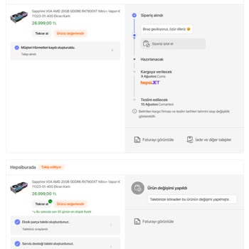 Hepsiburada Değişim Ürünü Göndermiyor. Çözüm Bulamıyorlar.