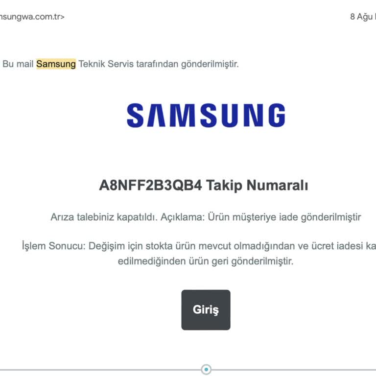 Samsung Garanti Kapsamında Kullanılmış Ürün Yolladı