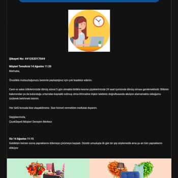 Çiçek Sepeti Hasta Çiçeği Yolladı İade/değişim Kabul Etmiyorlar