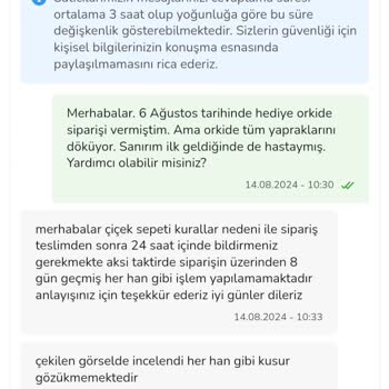 Çiçek Sepeti Hasta Çiçeği Yolladı İade/değişim Kabul Etmiyorlar