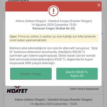 Obilet Güvensizliği Ve Alınan Biletin İptal Edilememesi