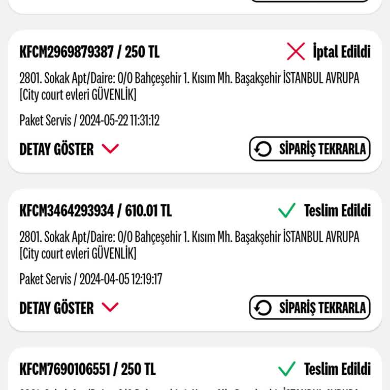 KFC Siparişi İptali Terbiyesizliği