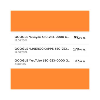 Google Play Linerock Apps Uygulaması İzinsiz Ücret Kesintisi İade Talebi
