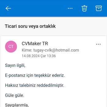Cvmaker.com.tr Haksız Yere Bilgim Ve Rızam Olmadan Keyfe Keder Para Çekiliyor.