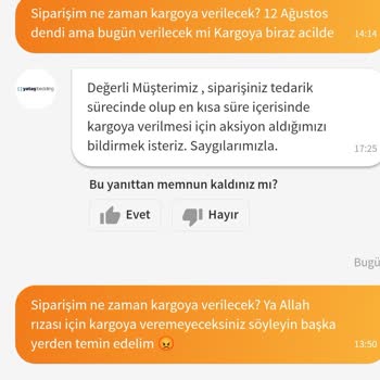 Trendyol Yataş Yatak Siparişim Kargoya Verilmedi