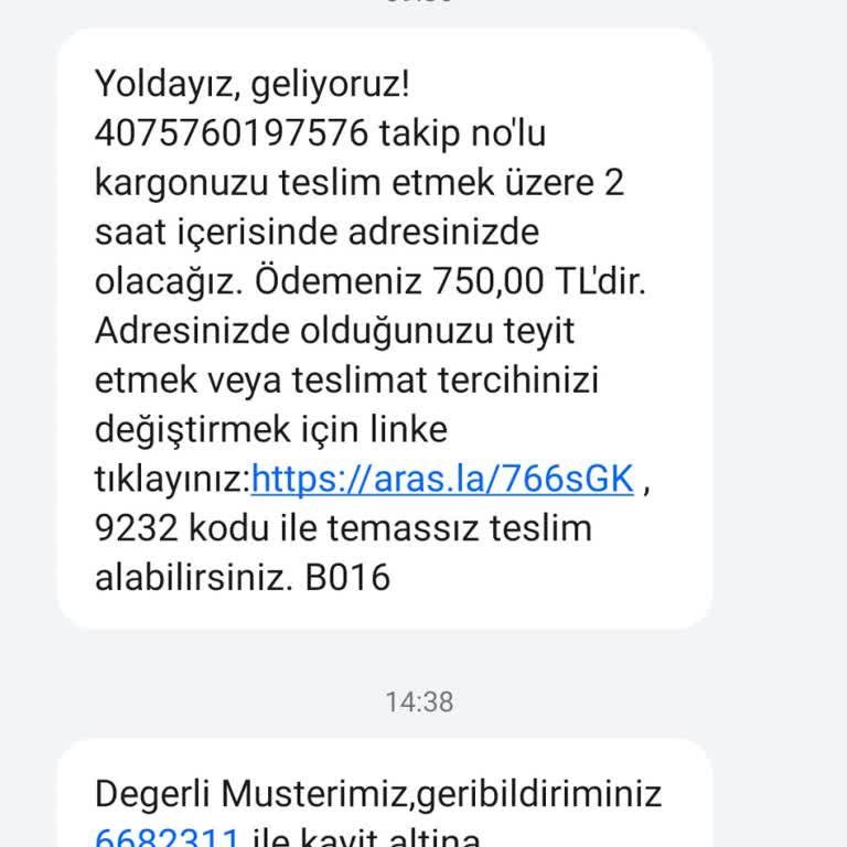 Aras Kargo Aras Klasik Adres Yanlış Evde Yok Bahanesi