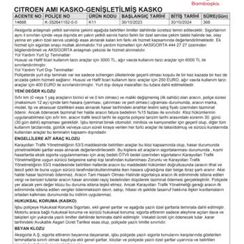 Citroen Ami Araç Aksigorta Kasko Anlaşmazlığı