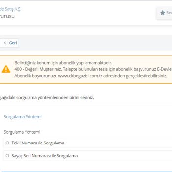 CK Boğaziçi Elektrik E-Devlet Üzerinden Abonelik Hatası