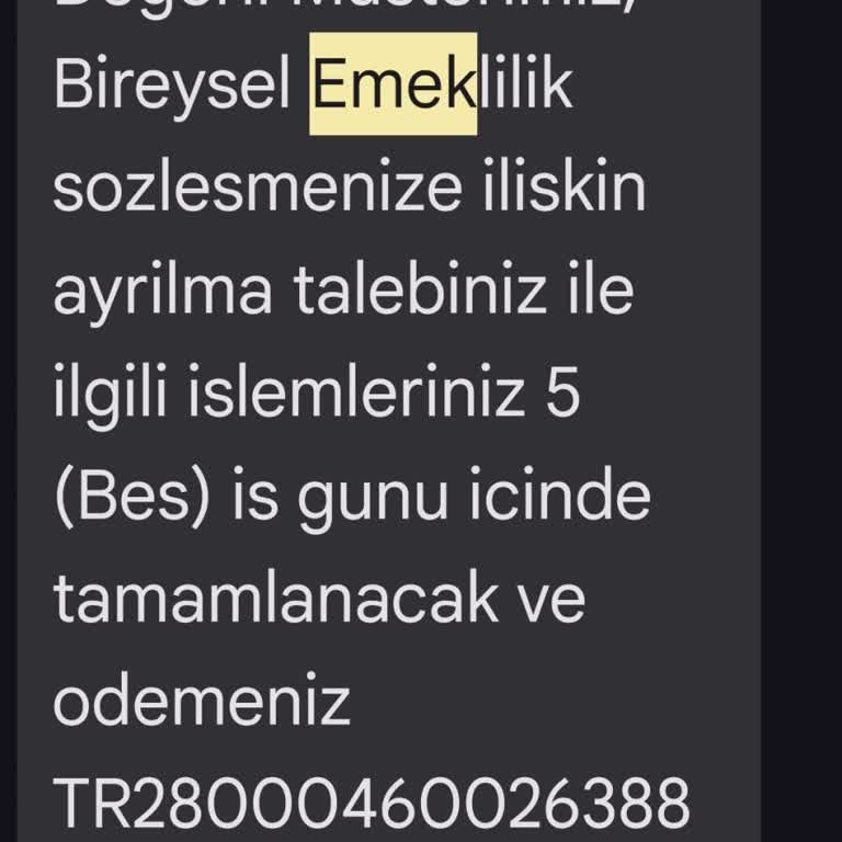 Türkiye Sigorta BES İptal Ettim Param 2 Aydır Yatmıyor