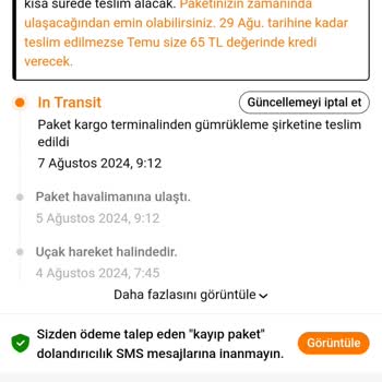 Temu MNG Kargo Gümrükte Bekleyen Kargo