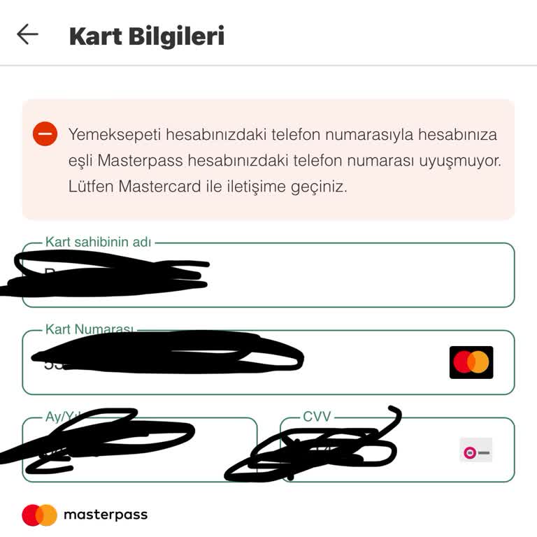 Yemeksepeti Masterpass Hesabını Kaldırmak İstiyorum
