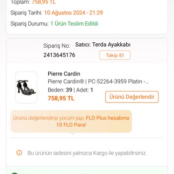 FLO Ayakkabı FLO Yanlış Ürün Gönderip İade İçin Kurye Göndermiyor