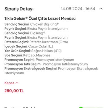 Tıkla Gelsin Canlı Destek Ve Burger King Restoranı