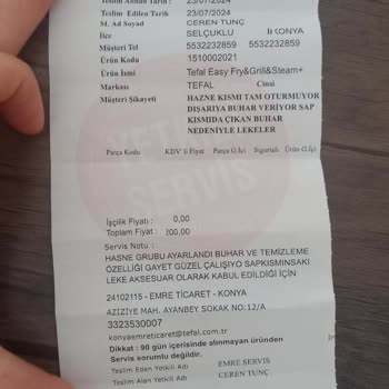 Tefal Airfryer İçin Çözüm İstiyorum