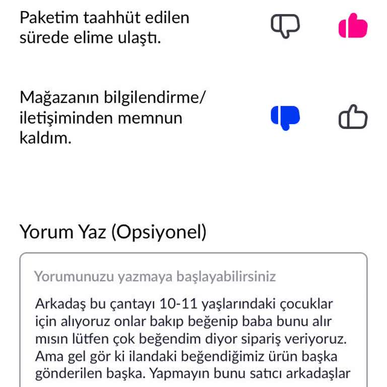 Pazarama Olumsuz Yorum Yayına Alınmıyor