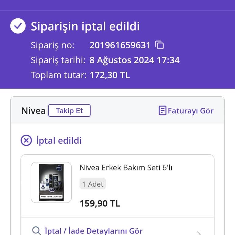 Nivea İptal Edilen Ürün