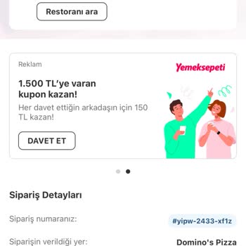 Yemeksepeti Domino's Siparişimde İndirim Uygulanmadı