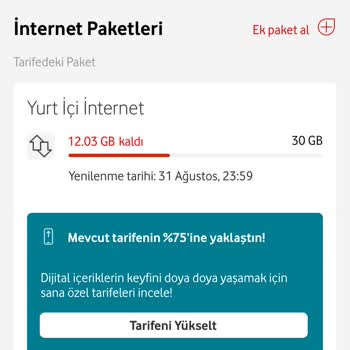 Vodafone Red 30 GB Ultra Paketinde Sosyal Medya Kullanım Sorunu