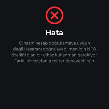 Papara NFC Desteği Olmasına Rağmen Hata Veriyor