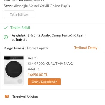 Vestel Kurutma Makinesi Arızalı Pişmanlık