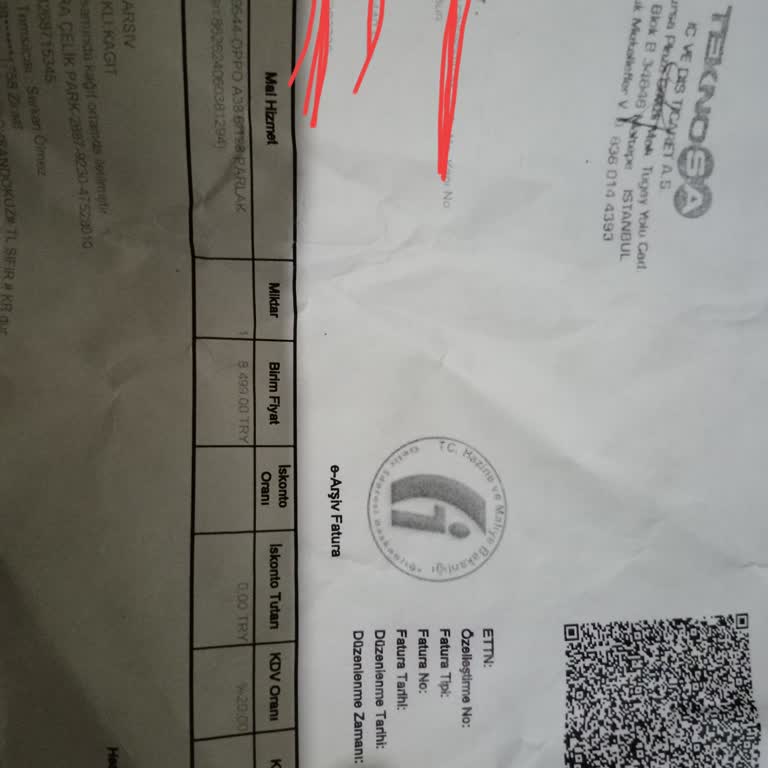 Teknosa Faturamda Firma VKN Kısmı Yer Almıyor