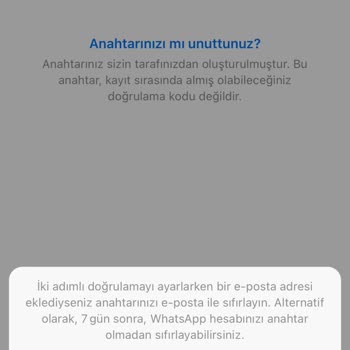 WhatsApp İki Adımla Doğrulama Destek