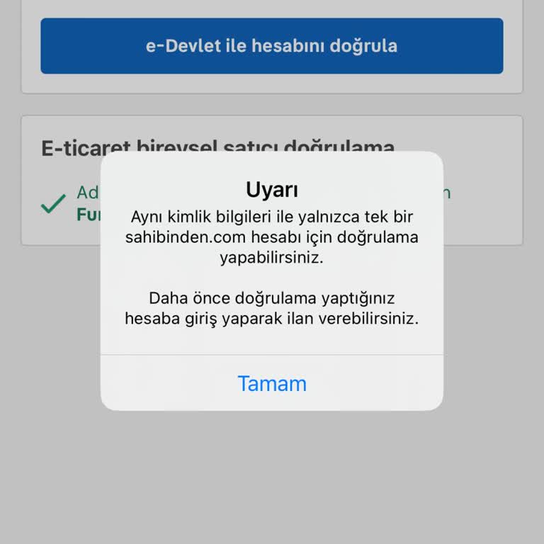 Sahibinden E Devlet Onayı