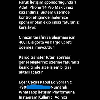 Faruk İletişim (farukiletisim0) Instagram İPhone 14 Çekiliş Mağduru