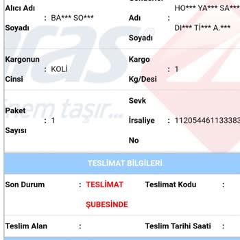 Aras Kargo Ürün Teslimatı Sorunu