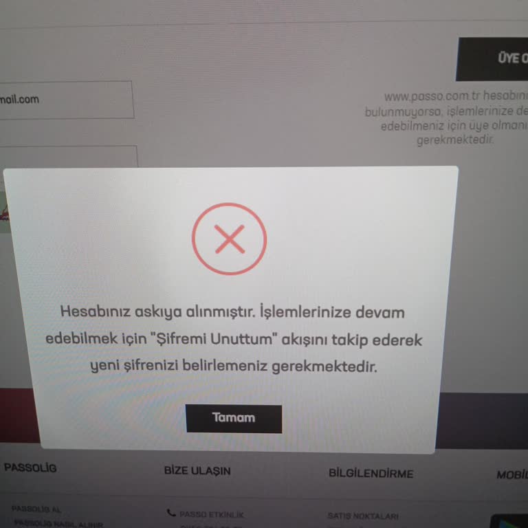 Passolig Hesabınız Askıya Alındı Hatası