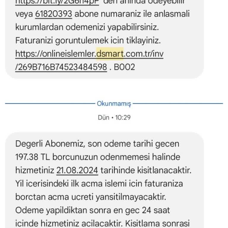D-Smart İnternet Ve TV Kurulumu Olmadığı Halde Fatura Oluşturulmuş