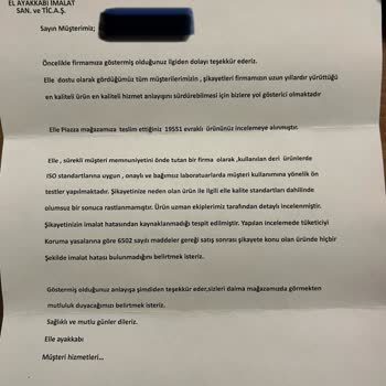 Elle Ayakkabı Elle Hatalı Üretim Ürününü Kabul Etmiyor