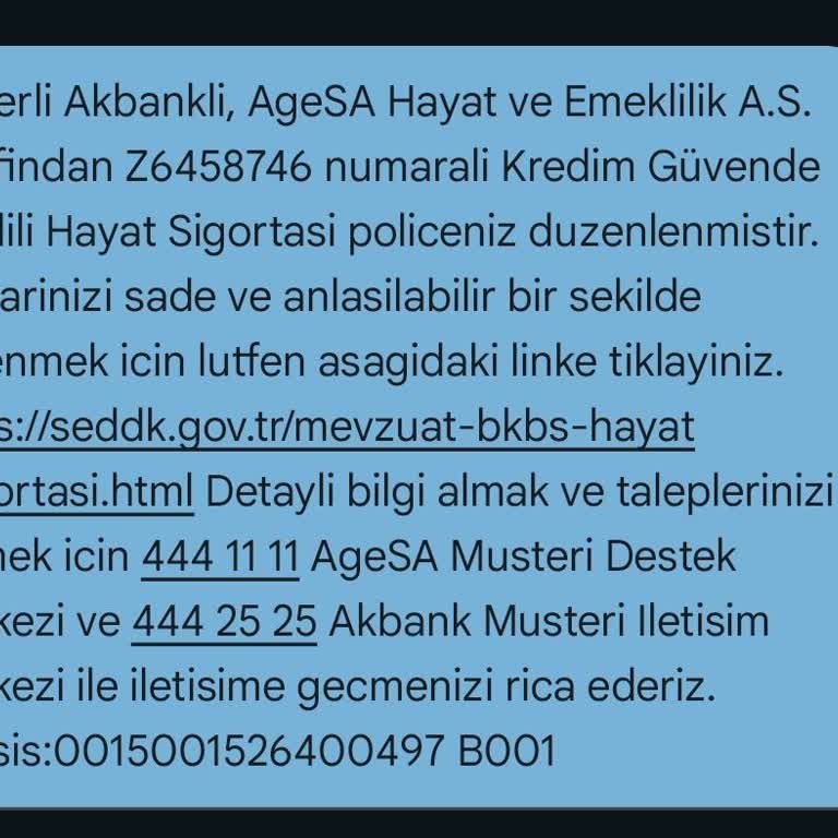AgeSA Hayat ve Emeklilik Hayat Sigortası Police İptali