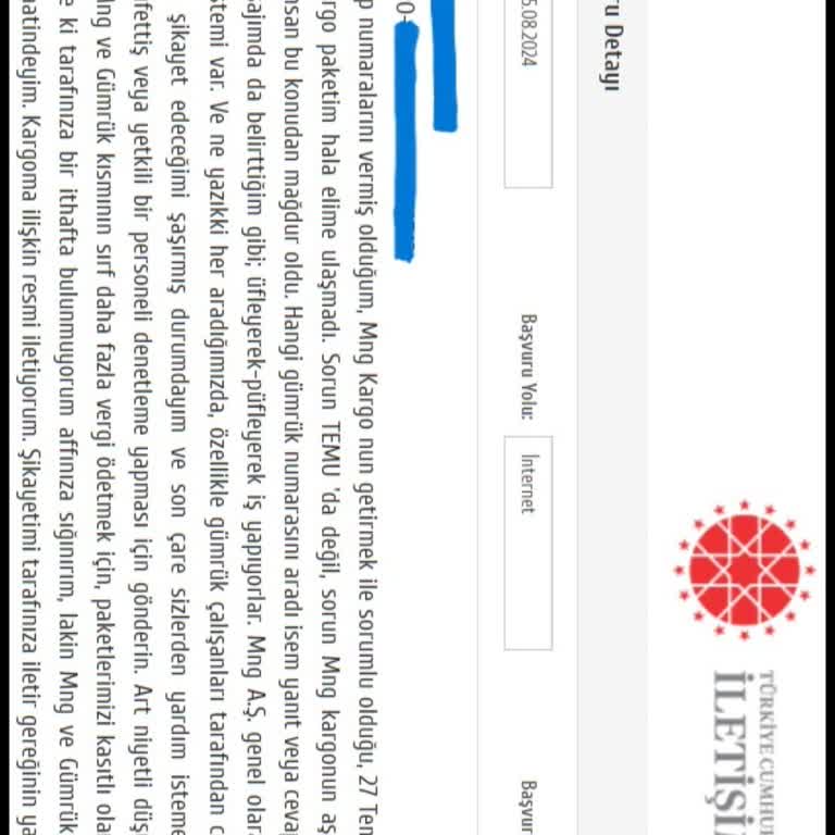 MNG Kargo (temu) MNG 'yi Yavaş Çalışmaları Yüzünden CİMER 'e Şikayet Ediyoruz.