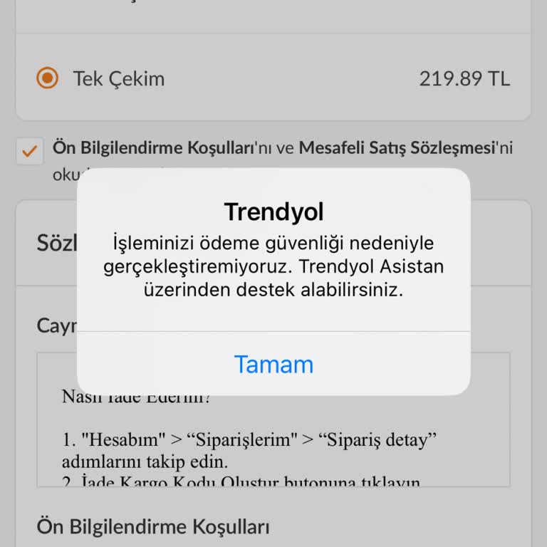 Trendyol Ödeme Hatası Sorunu