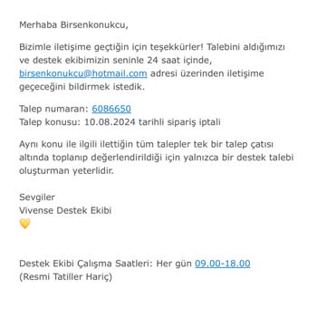 Vivense İptal İşlemim Gerçekleşmiyor